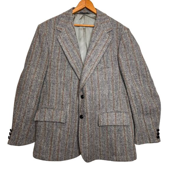 Vintage Harris Tweed Size 42R Wool 2 Button Blazer Sport Coat Jacket Classic - Picture 1 of 15